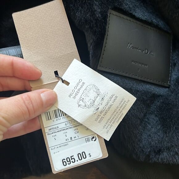 NWT Massimo Dutti | Leather mouton jacket with furskin detail - Picture 8 of 14